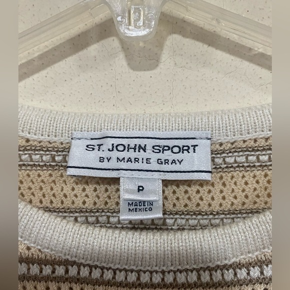 SC000694- ST. JOHN Women's Wool Cotton Stretch Knit Sweater Vest Striped P - Picture 3 of 5